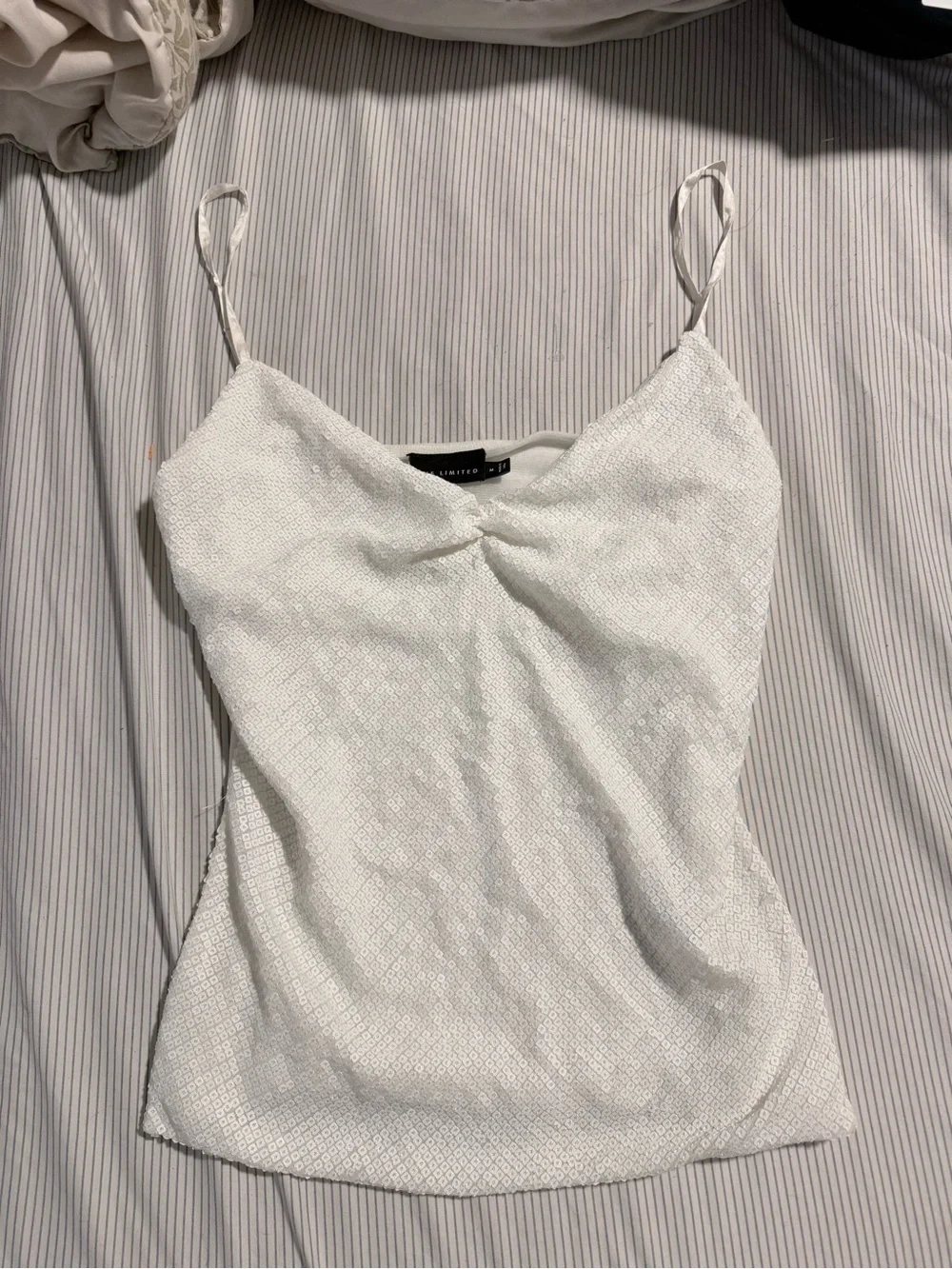 The Limited White Sequin Spaghetti Strap Cami Top - Picture 1 of 3